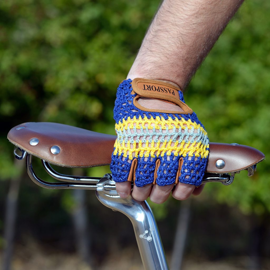 Crochet Back Cycling Mitts The Light Blue • Passport Cycles