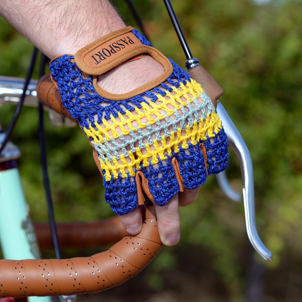 Crochet Back Cycling Mitts The Light Blue • Passport Cycles